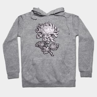 Elegant Chrysanthemum Flower Pencil Drawing - Monochrome Art Hoodie